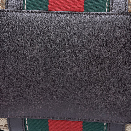 Gucci Monogram Vintage Web Medium Webby Bee Boston Dark Brown 10 of 11