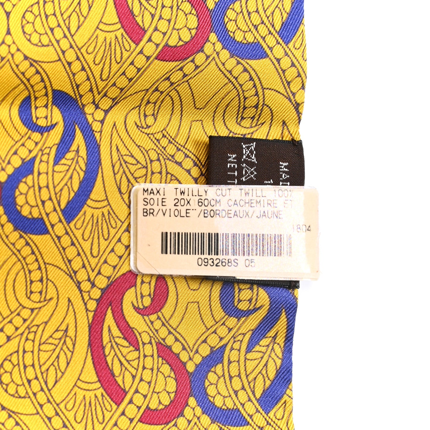 Silk Cachemire Et Rayure Maxi Twilly Cut Violet Bordeaux Jaune