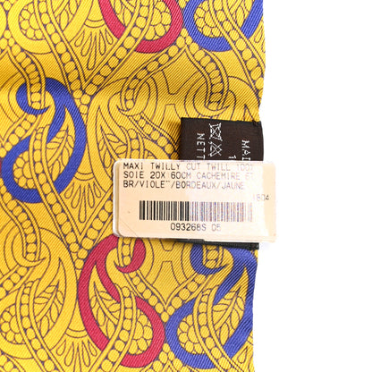Hermes Silk Cachemire Et Rayure Maxi Twilly Cut Violet Bordeaux Jaune 2 of 4