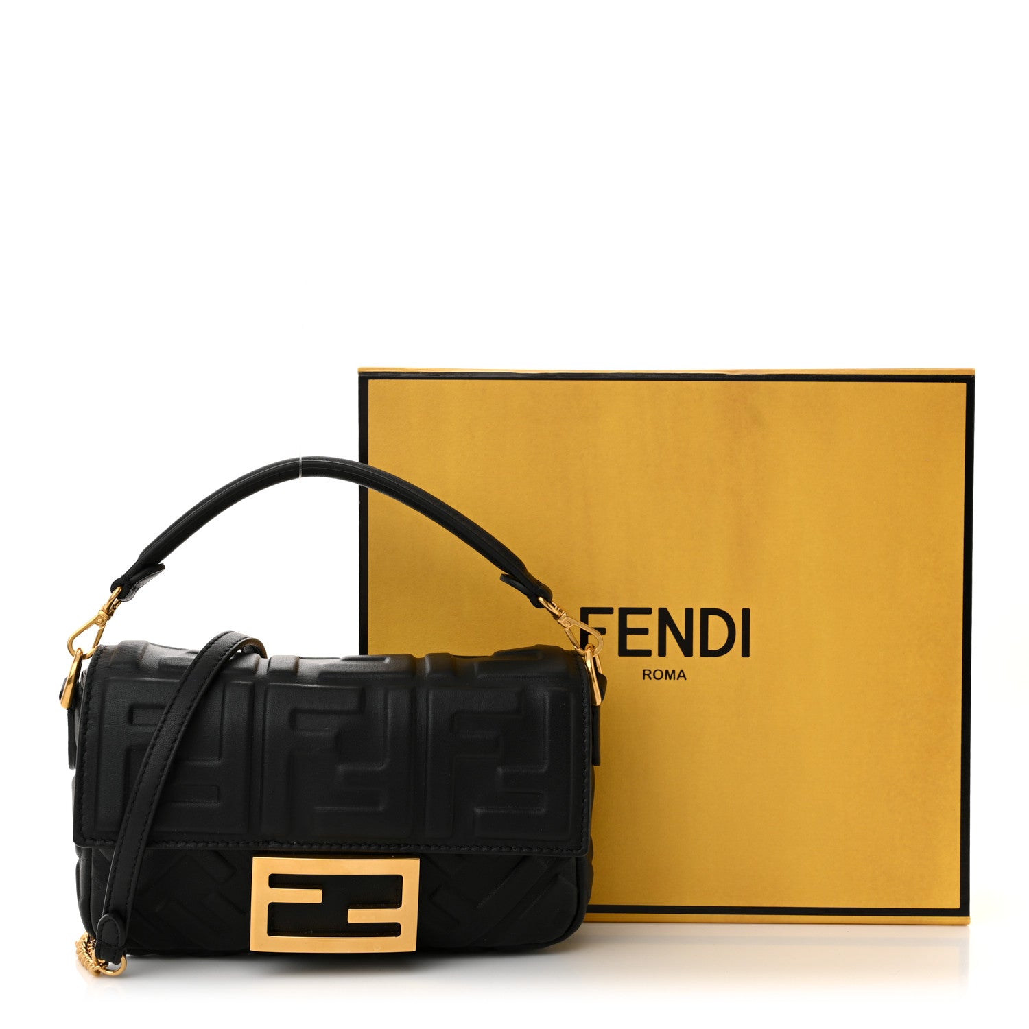Fendi Nappa FF 1974 Embossed Mini Baguette Black 10 of 10