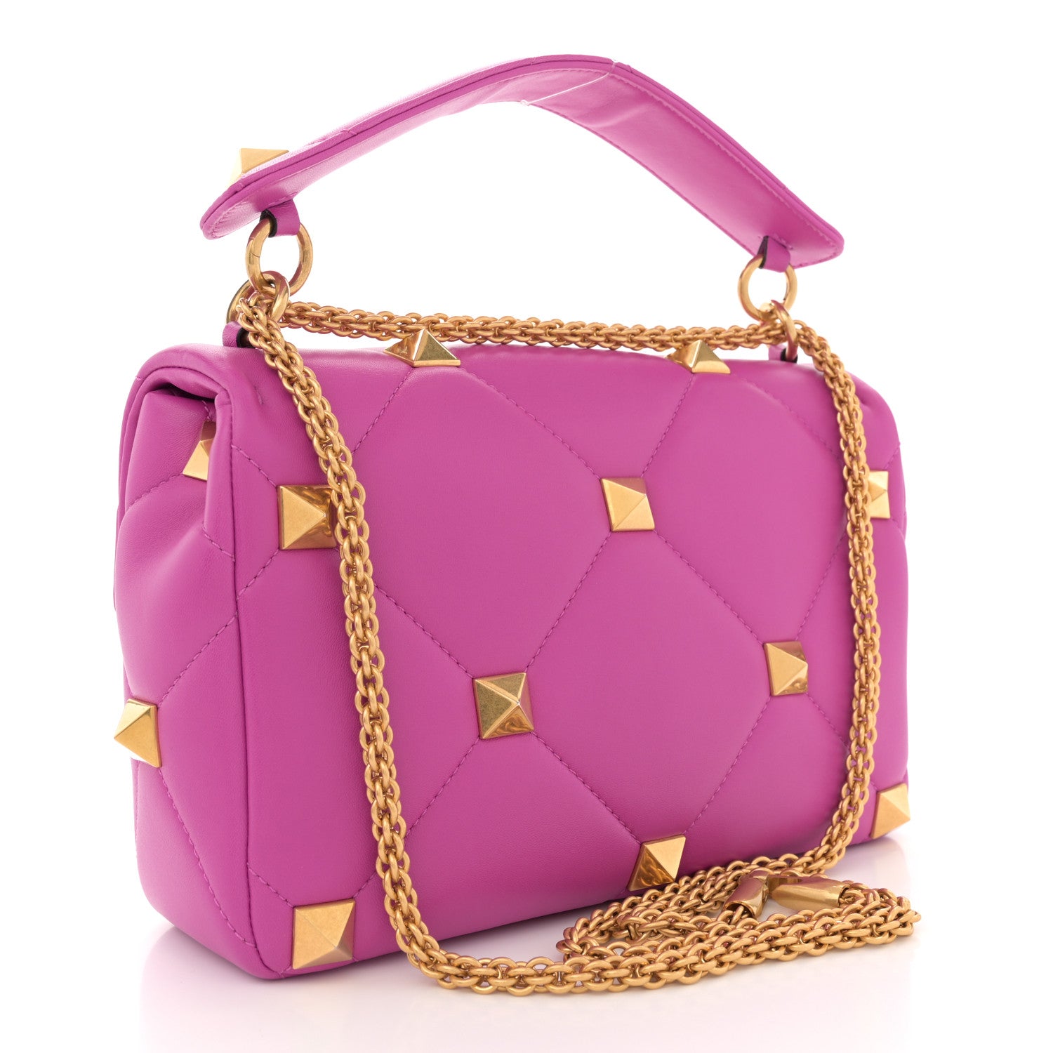 Valentino Garavani Nappa Large Roman Stud Shoulder Bag Radiant Orchid 3 of 9