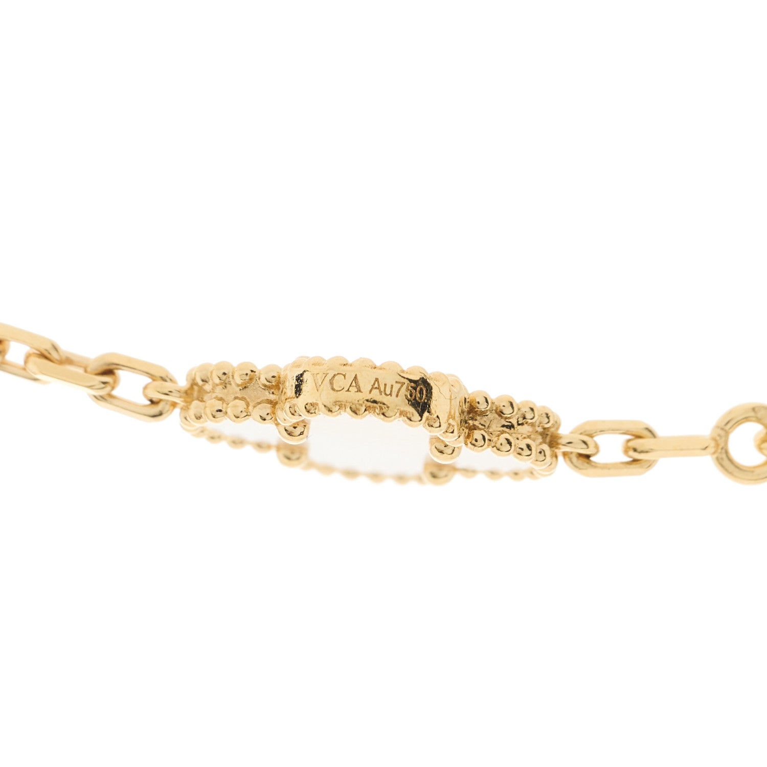 Van Cleef & Arpels 18K Yellow Gold Mother of Pearl 10 Motifs Vintage Alhambra Necklace 6 of 6