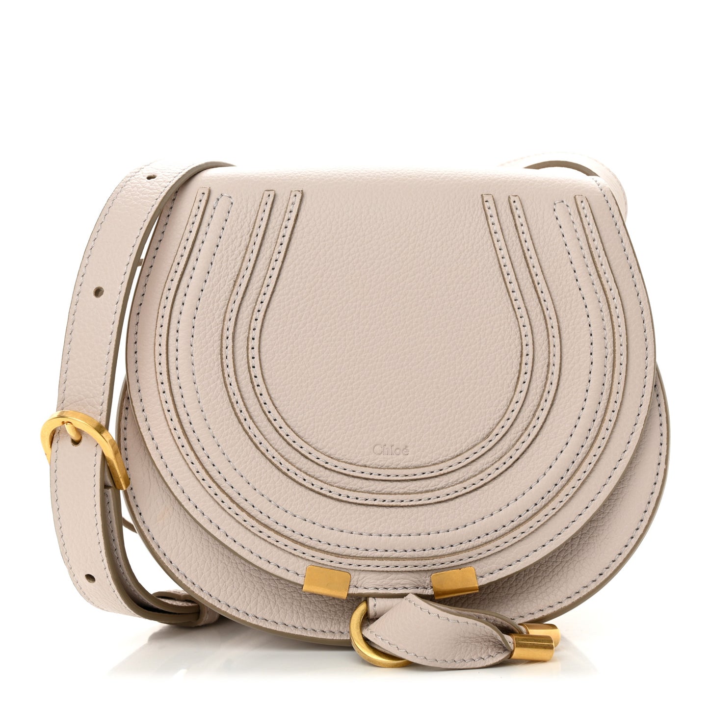 Grained Calfskin Small Marcie Saddle Bag Cement Pink
