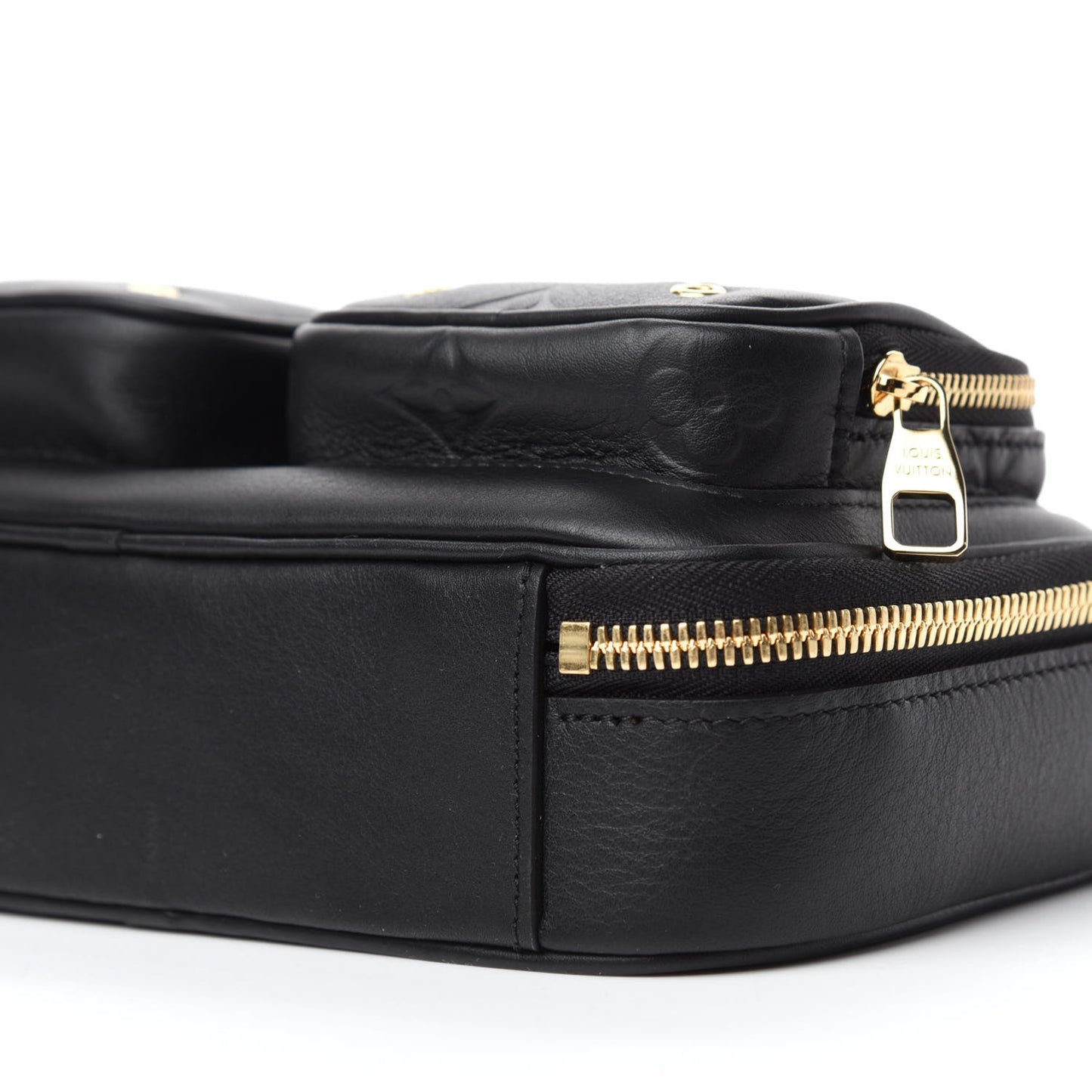 Calfskin Monogram Embossed Utility Crossbody Black