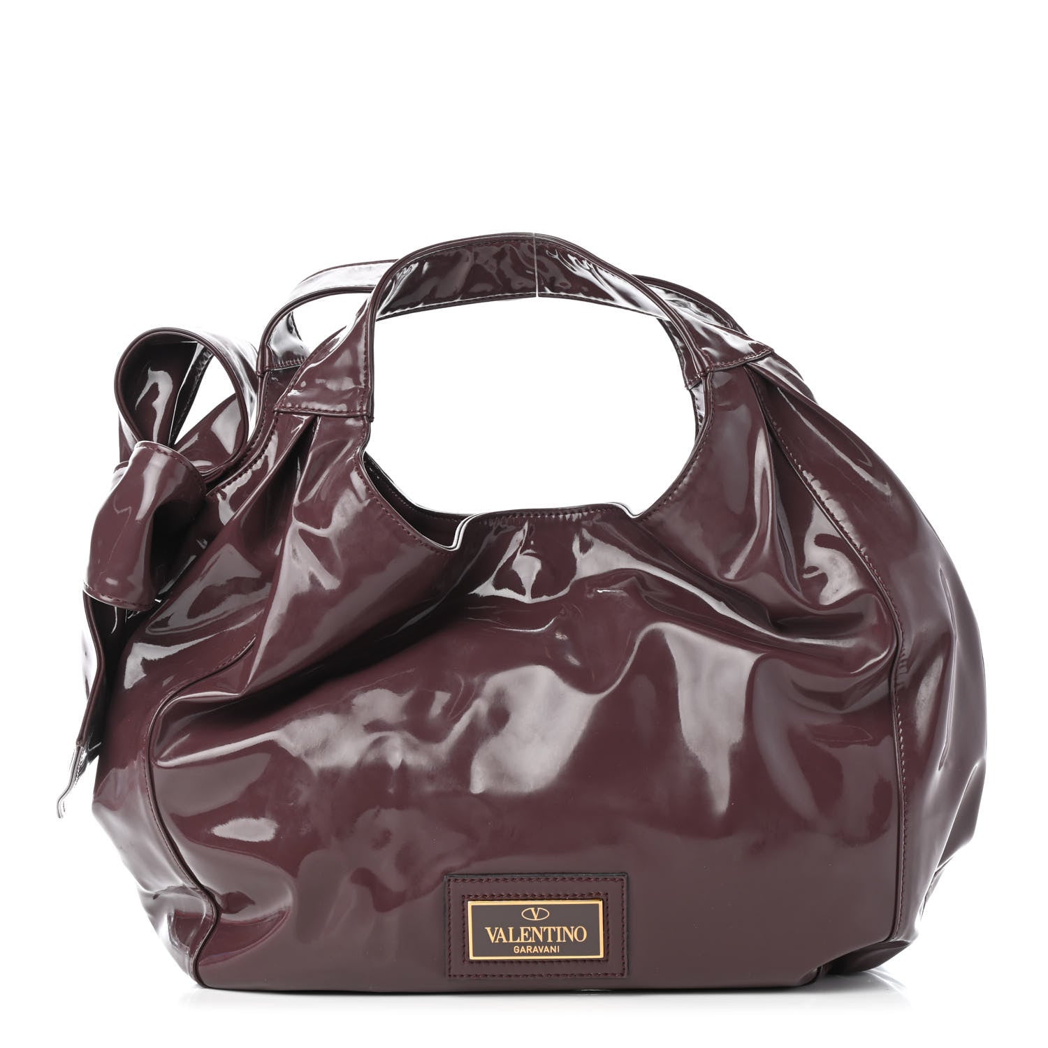 Valentino Garavani Patent Lacca Small Nuage Bow Hobo Purple 1 of 4