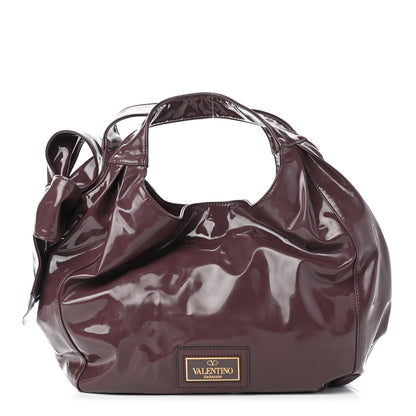 Valentino Garavani Patent Lacca Small Nuage Bow Hobo Purple 1 of 4