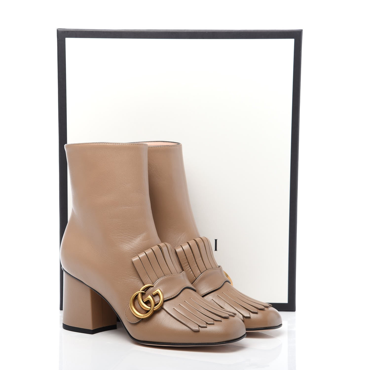 Gucci Malaga Kid GG Marmont Fringe 75mm Ankle Boots 38.5 Mud 10 of 10