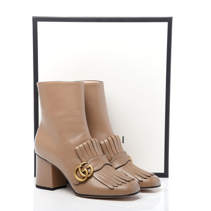 Gucci Malaga Kid GG Marmont Fringe 75mm Ankle Boots 38.5 Mud 10 of 10