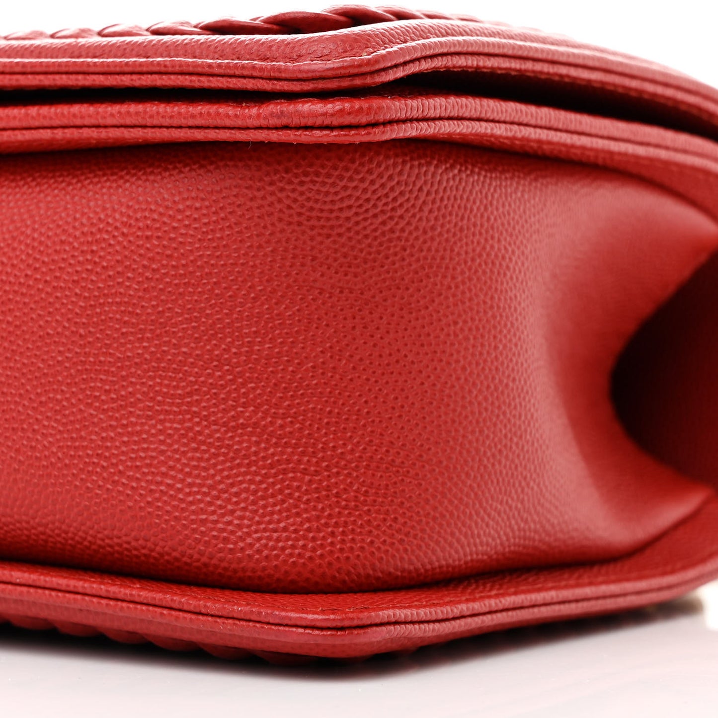 Caviar Chevron Quilted Braided Medium Boy Flap Red