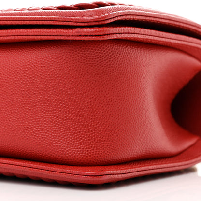 Chanel Caviar Chevron Quilted Braided Medium Boy Flap Red 10 of 10