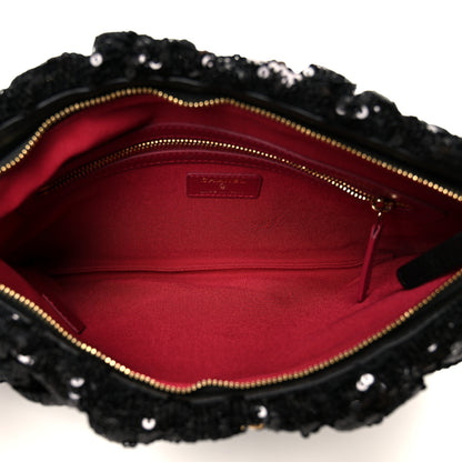 Chanel Sequins Quilted Large Chanel 19 Pouch Black 5 of 8