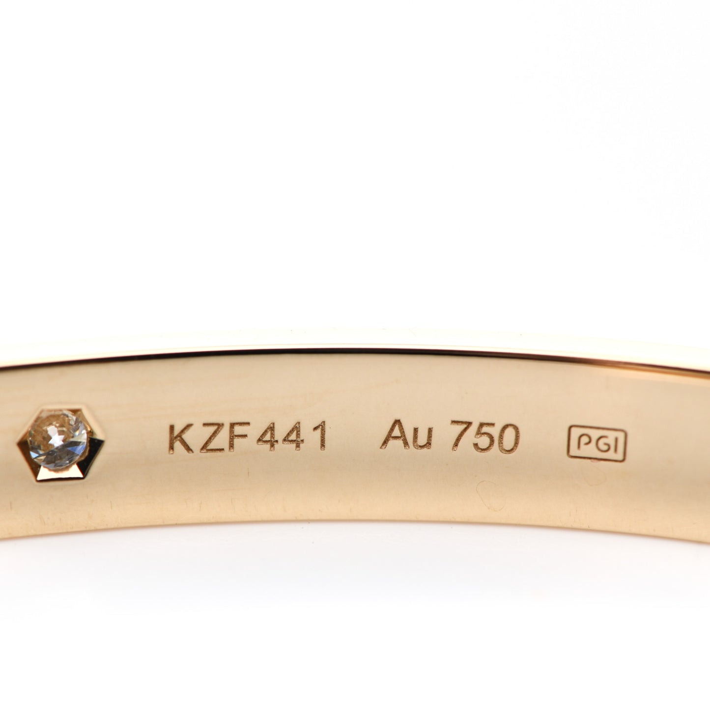 18K Yellow Gold 1 Diamond LOVE Cuff Bracelet 18