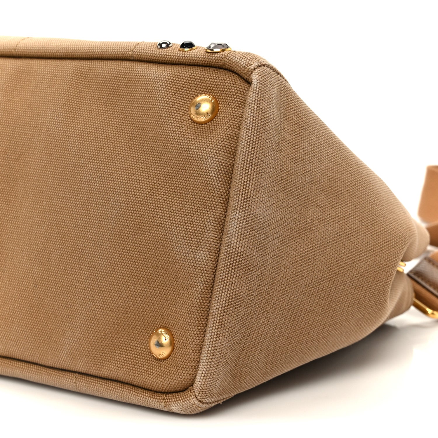 Prada Canapa Crystal Studded Tote Tobacco 1841730 – FASHIONPHILE