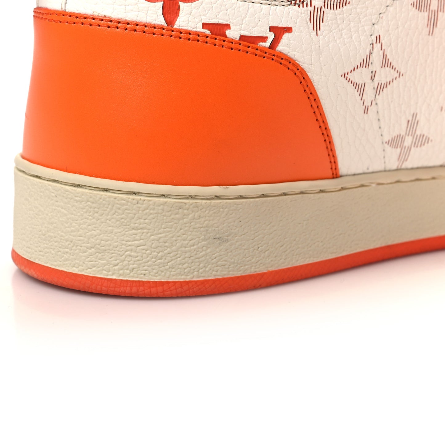 LOUIS VUITTON Calfskin Monogram Rivoli High Top Sneakers 9 Orange