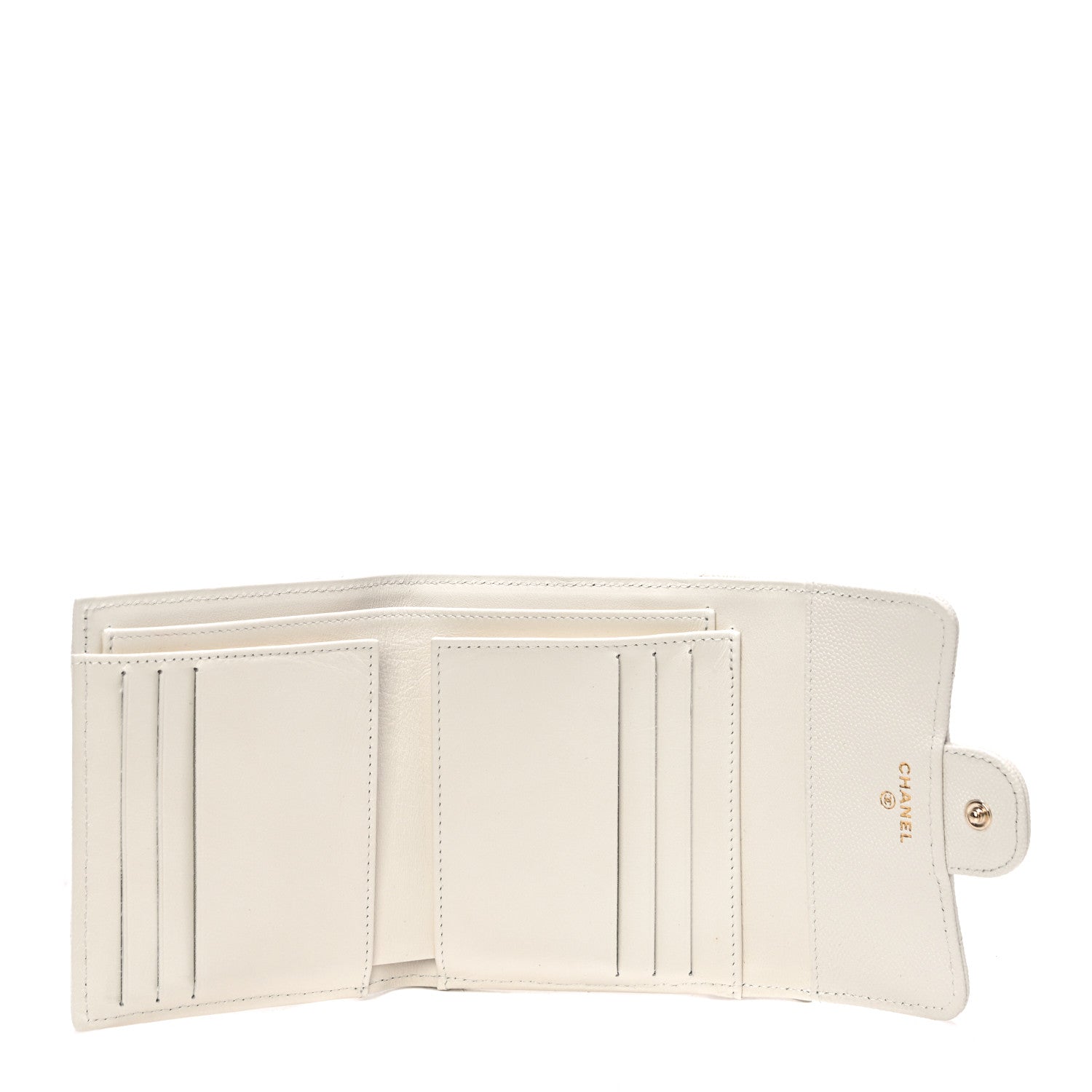 Chanel Caviar Quilted Compact Flap Wallet White 5 of 12