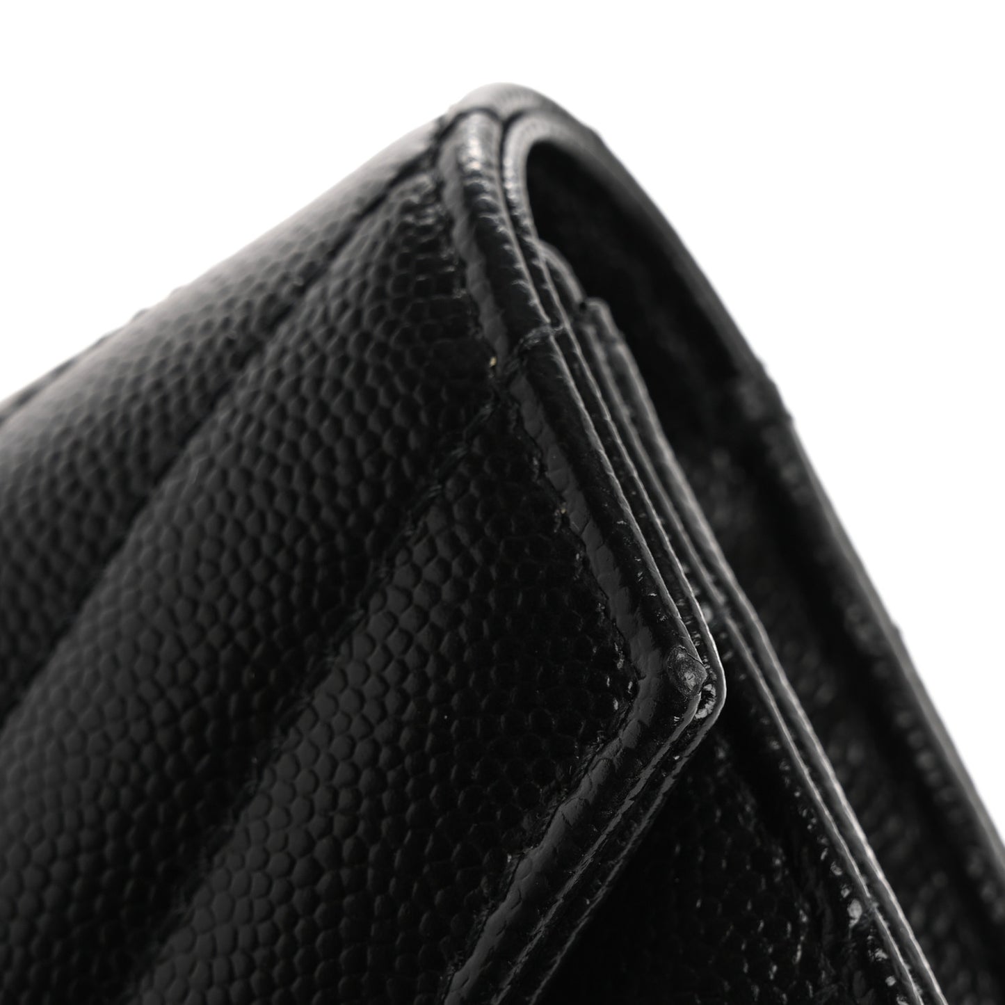 Grain De Poudre Matelasse Chevron Monogram Flap Wallet Black