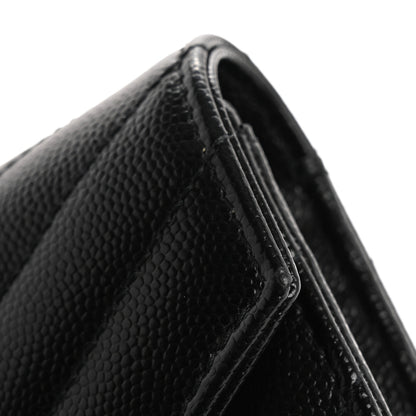Saint Laurent Grain De Poudre Matelasse Chevron Monogram Flap Wallet Black 9 of 10