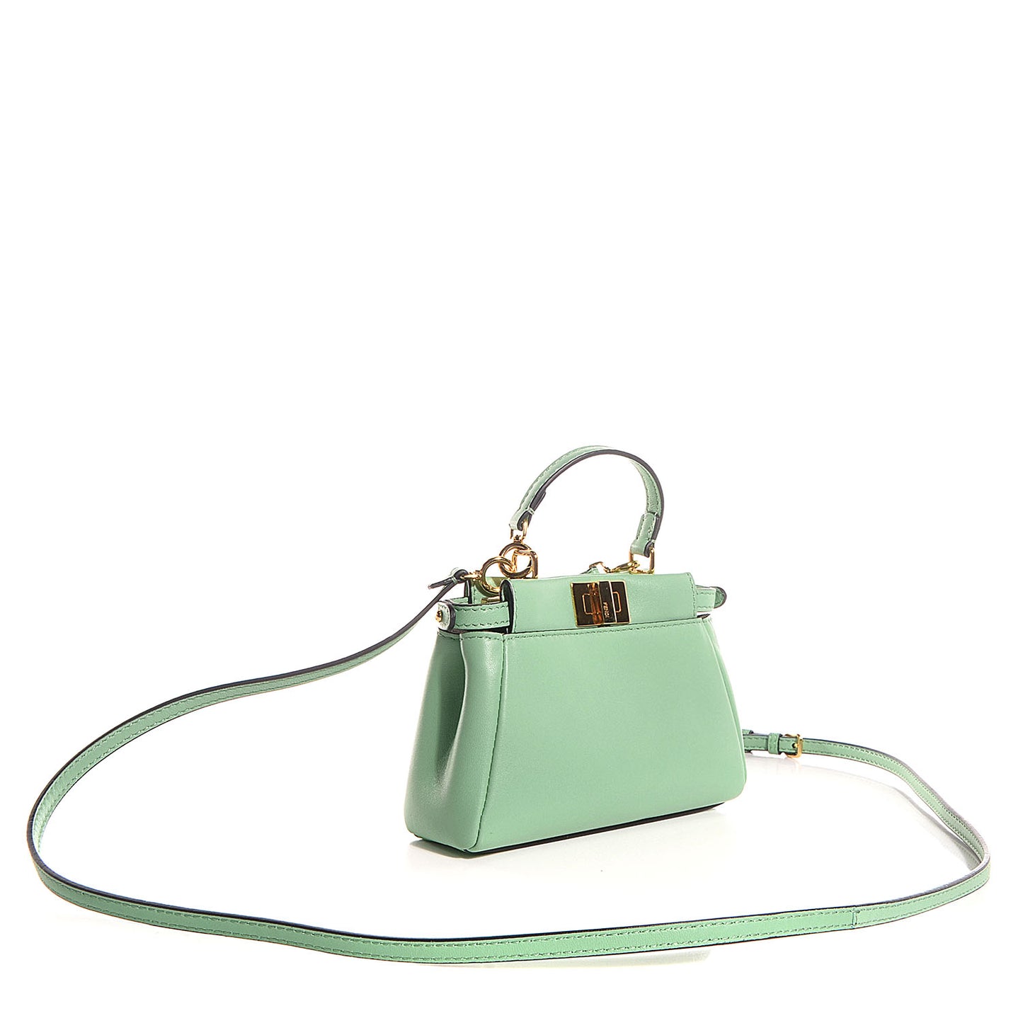 Shiny Nappa Micro Peekaboo Iconic Satchel Verde Acqua