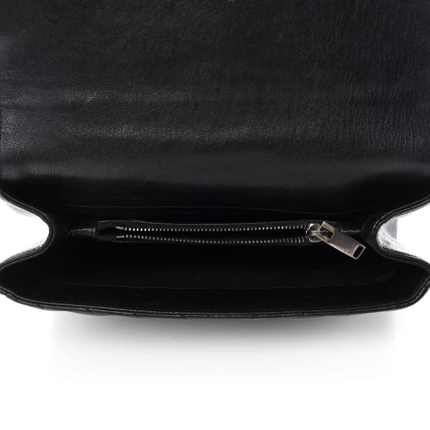 Sheepskin Matelasse Chevron Monogram Medium College Bag Black