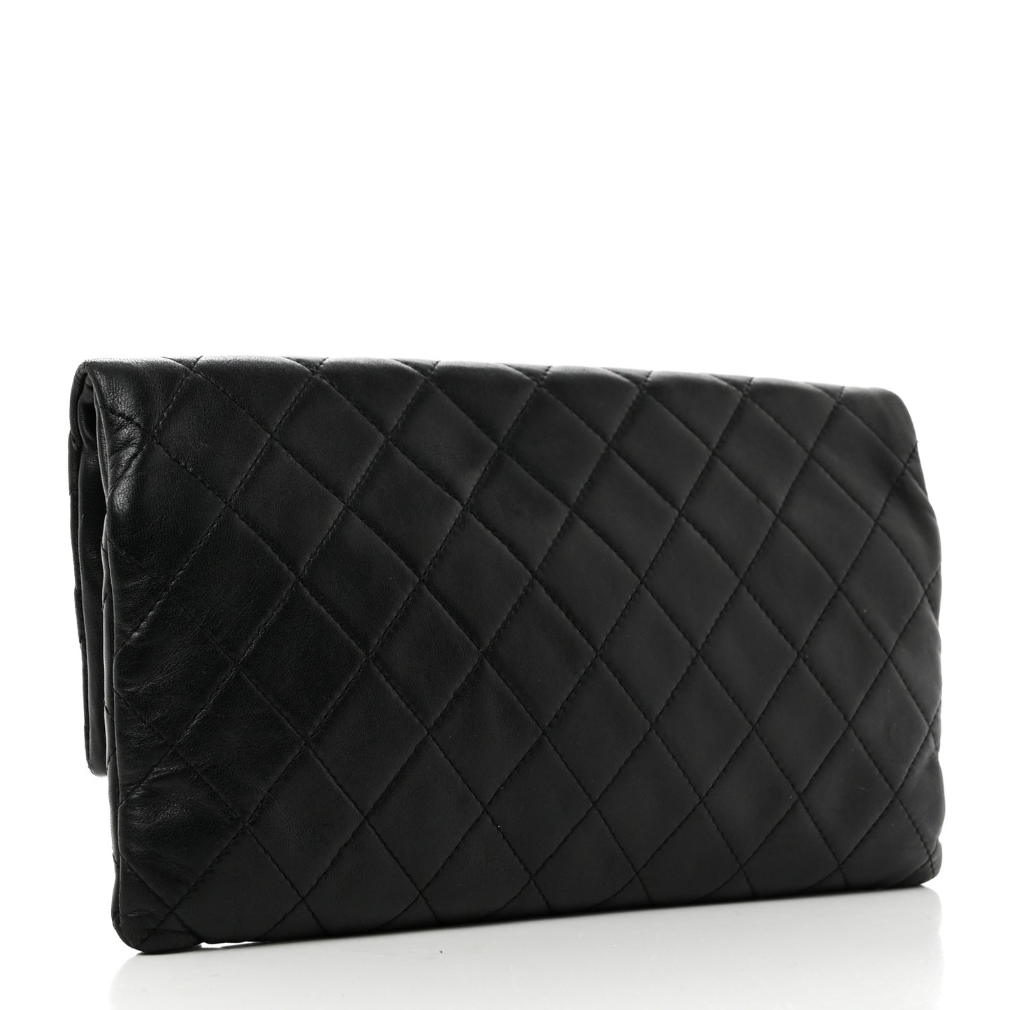 Lambskin Quilted CC Beauty Clutch Black