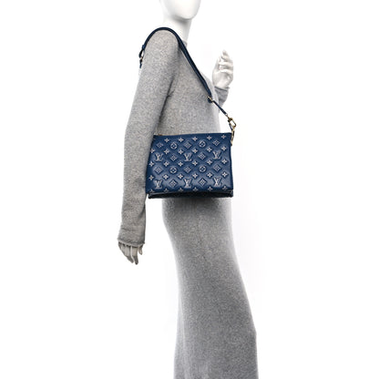 Louis Vuitton Lambskin Embossed Monogram Coussin PM Denim Blue 2 of 10