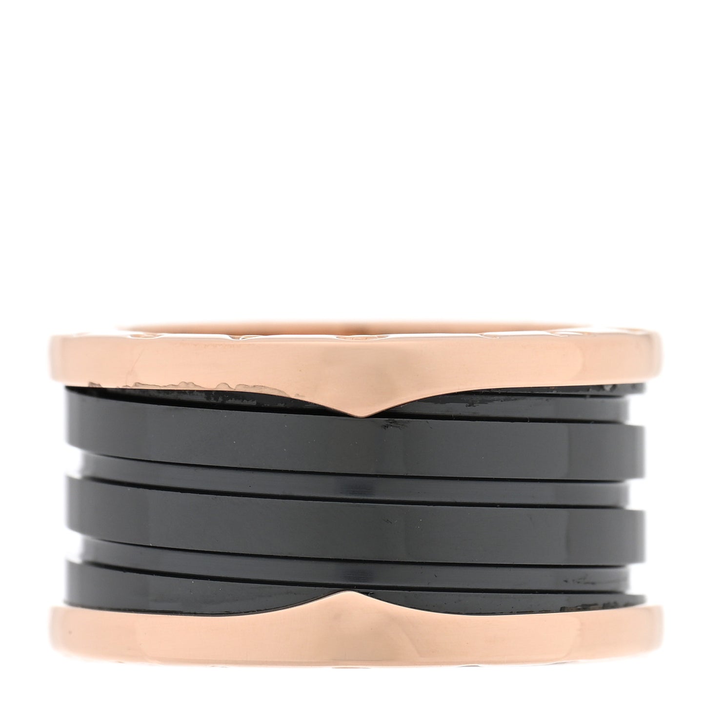 18K Rose Gold Black Ceramic B.Zero1 Four-Band Ring 56 7.5