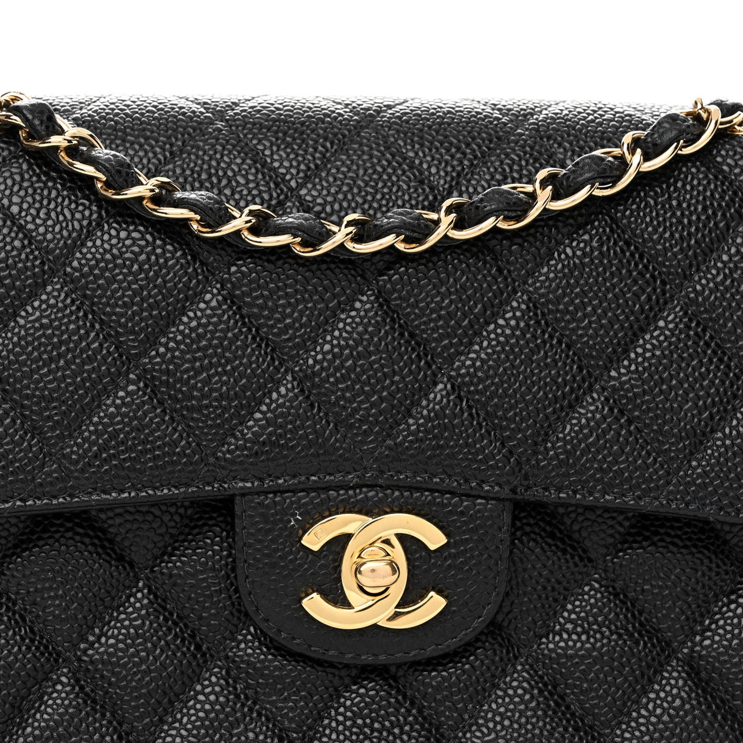 Caviar Quilted Small Double Flap Black
