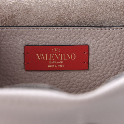 Valentino Garavani Grainy Calfskin Rockstud Double Flap Crossbody Bag Poudre 7 of 8
