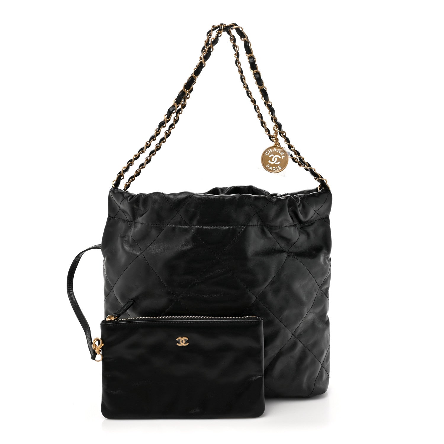 Chanel Shiny Calfskin Quilted Small Chanel 22 Black 3 of 12