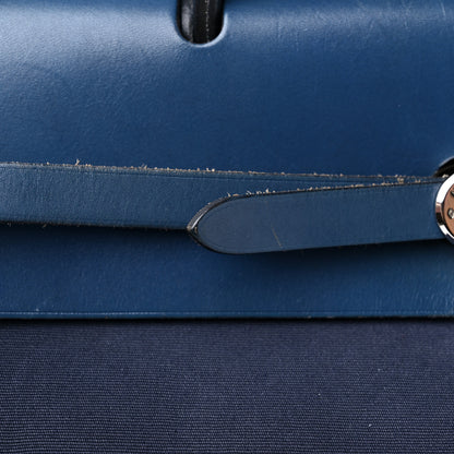 Hermes Toile Vache Calfskin Herbag 40 GM Navy Bleu 13 of 19