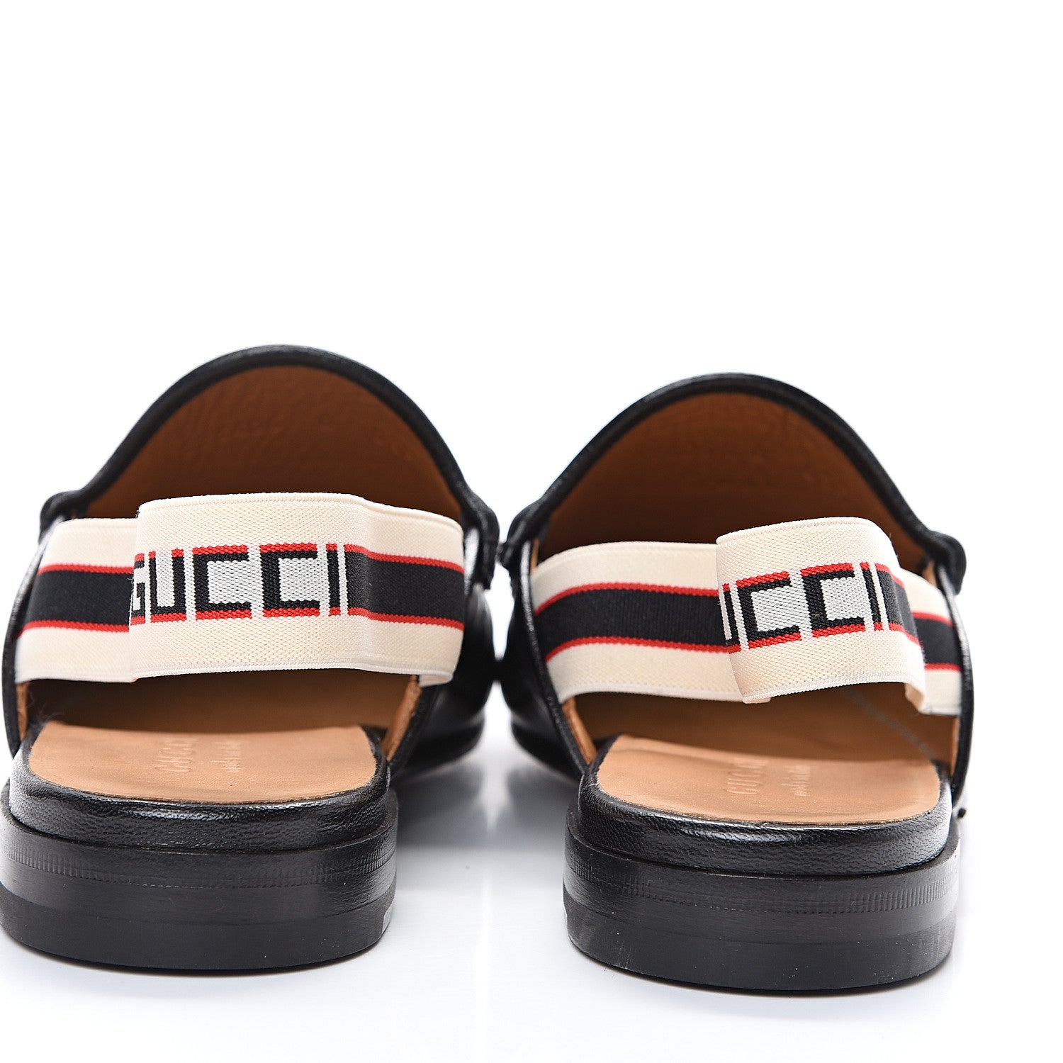 Gucci Goatskin Stripe Mens Horsebit Slingback Slippers 8 Black 10 of 11