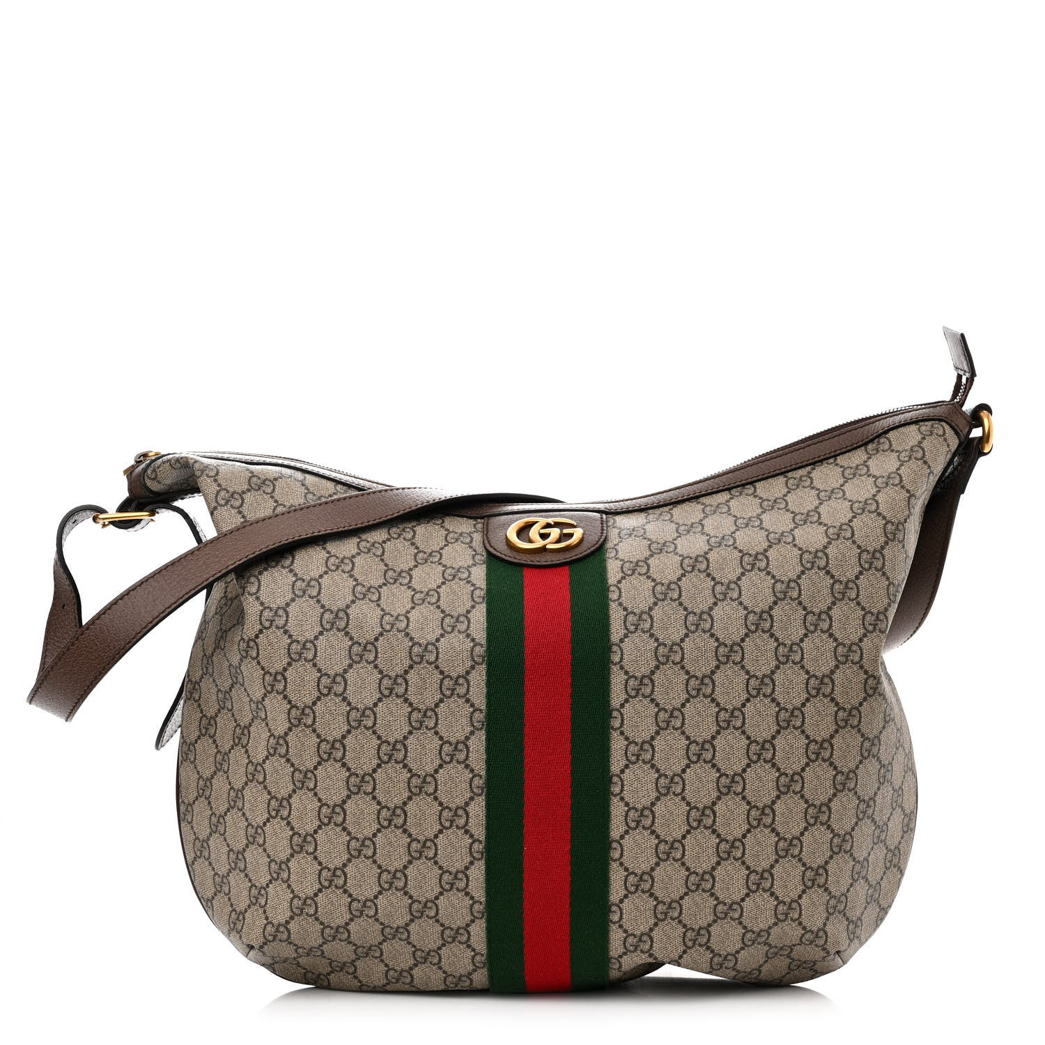 Gucci GG Supreme Monogram Web Ophidia Half Moon Hobo Brown 1 of 10