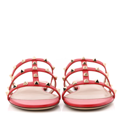 Valentino Garavani Nappa Rockstud Caged Flat Slide Sandals 39 Rouge 3 of 11