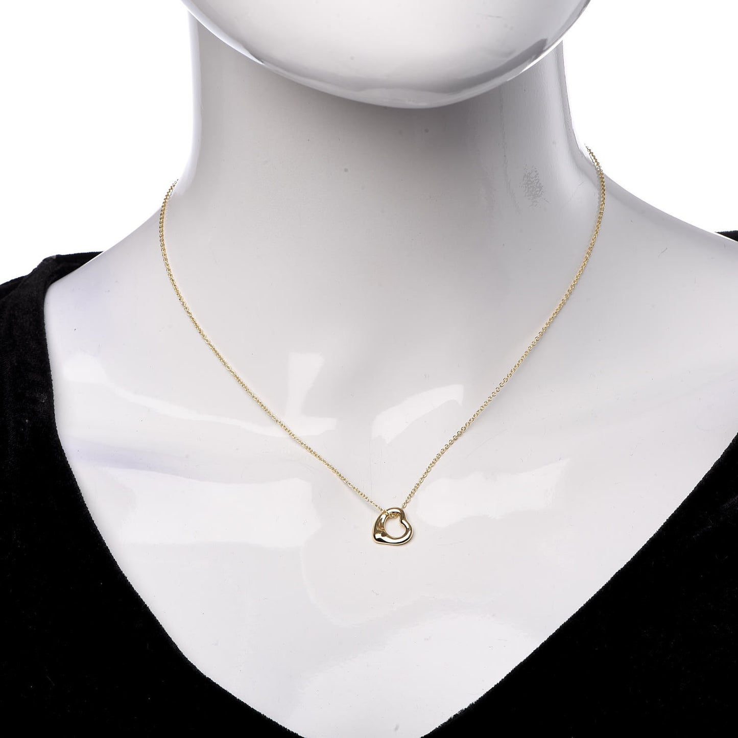 18K Yellow Gold 11mm Elsa Peretti Open Heart Pendant Necklace