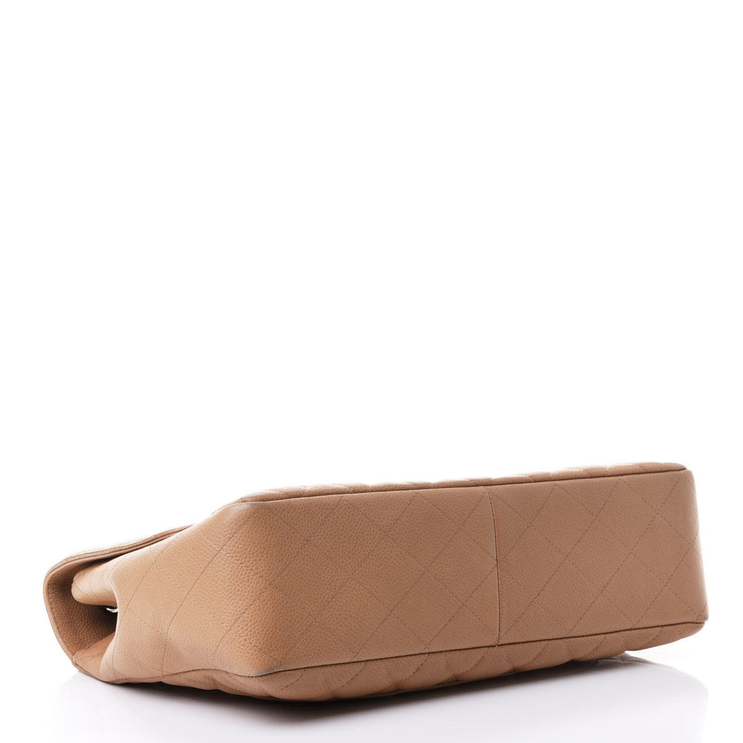 Caviar Quilted Jumbo Single Flap Beige