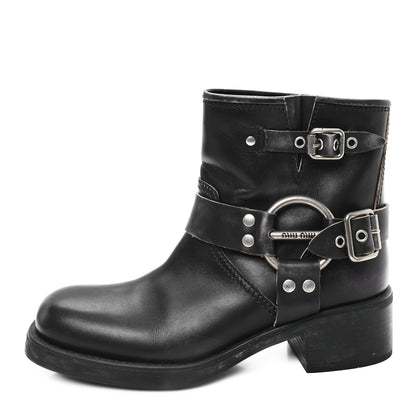 Miu Miu Calfskin Harness Enigneer Boots 40 Black 1 of 8