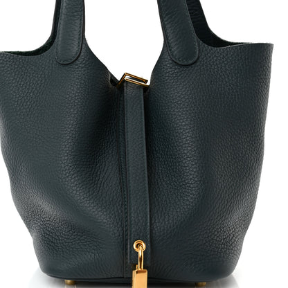 Hermes Taurillon Clemence Picotin Lock 18 PM Vert Cypress 8 of 12