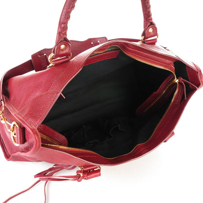 Balenciaga Shiny Goatskin Gold Metallic Edge Hardware City Rouge Brique Rouge Grenade 5 of 7