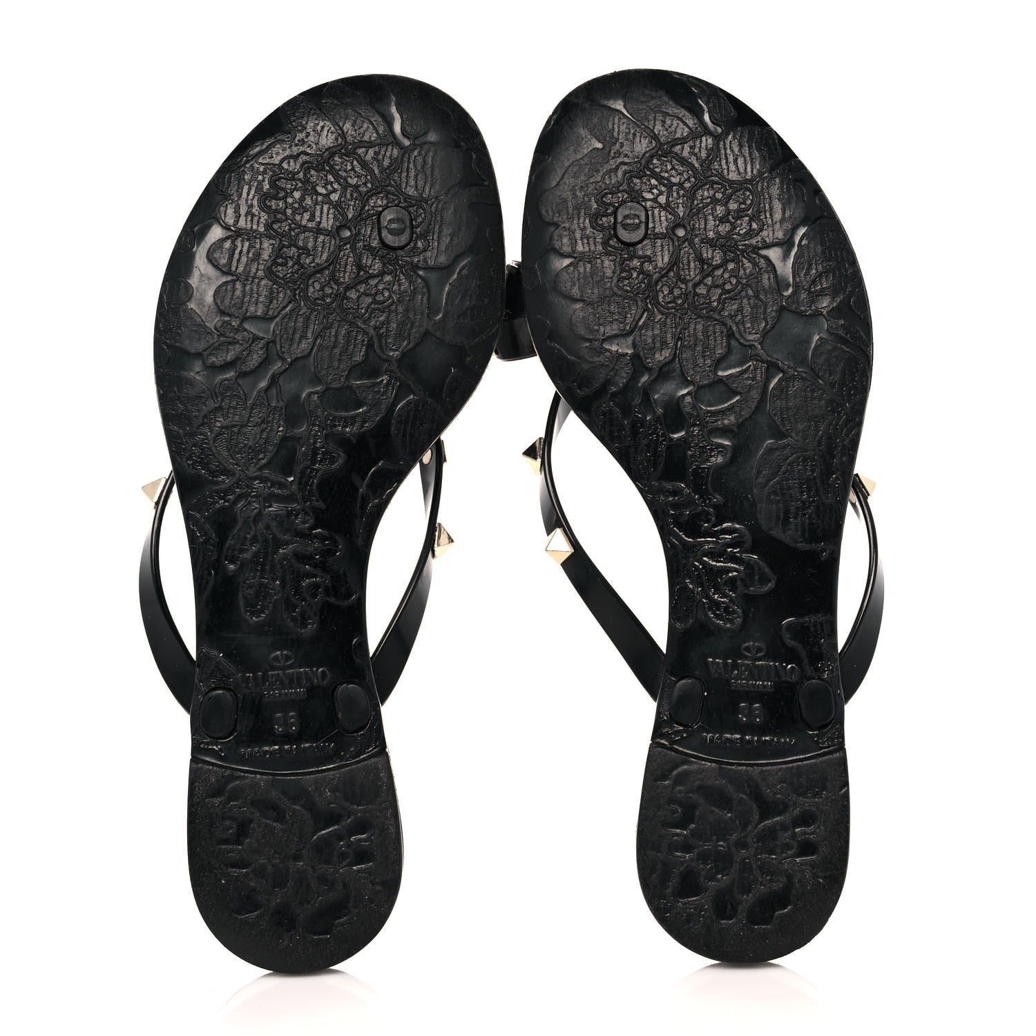 Valentino Garavani PVC Jelly Rockstud Bow Thong Sandals 36 Black 5 of 7