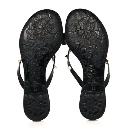 Valentino Garavani PVC Jelly Rockstud Bow Thong Sandals 36 Black 5 of 7