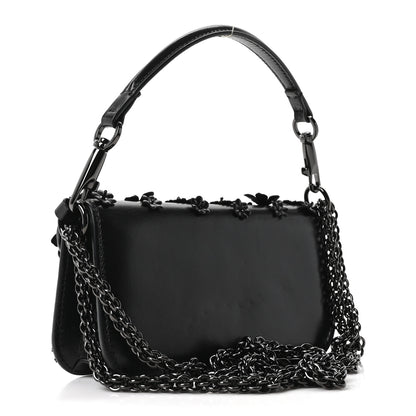 Valentino Garavani Calfskin Floral Embroidered Monochrome Vlogo Small Loco Shoulder Bag Black 5 of 17