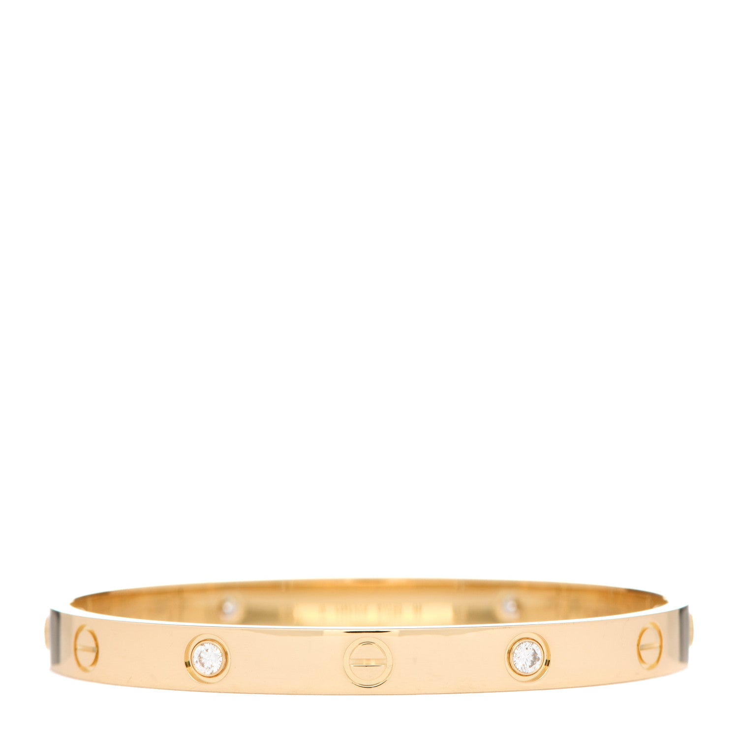 Cartier 18K Yellow Gold 4 Diamond LOVE Bracelet 17 2 of 6