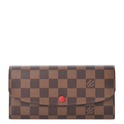 Louis Vuitton Damier Ebene Emilie Wallet Red 1 of 8