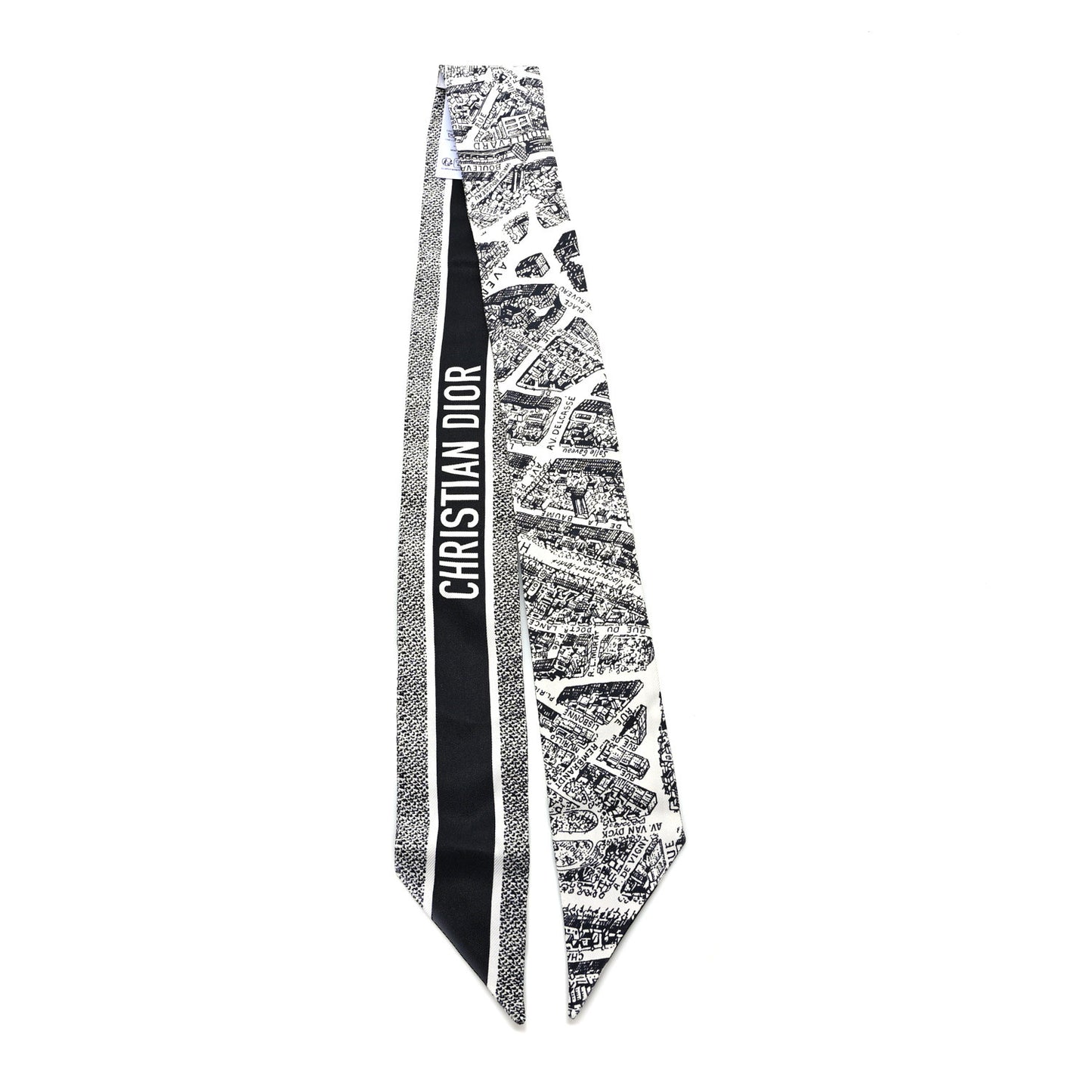 Silk Plan De Paris Mitzah Scarf White Black