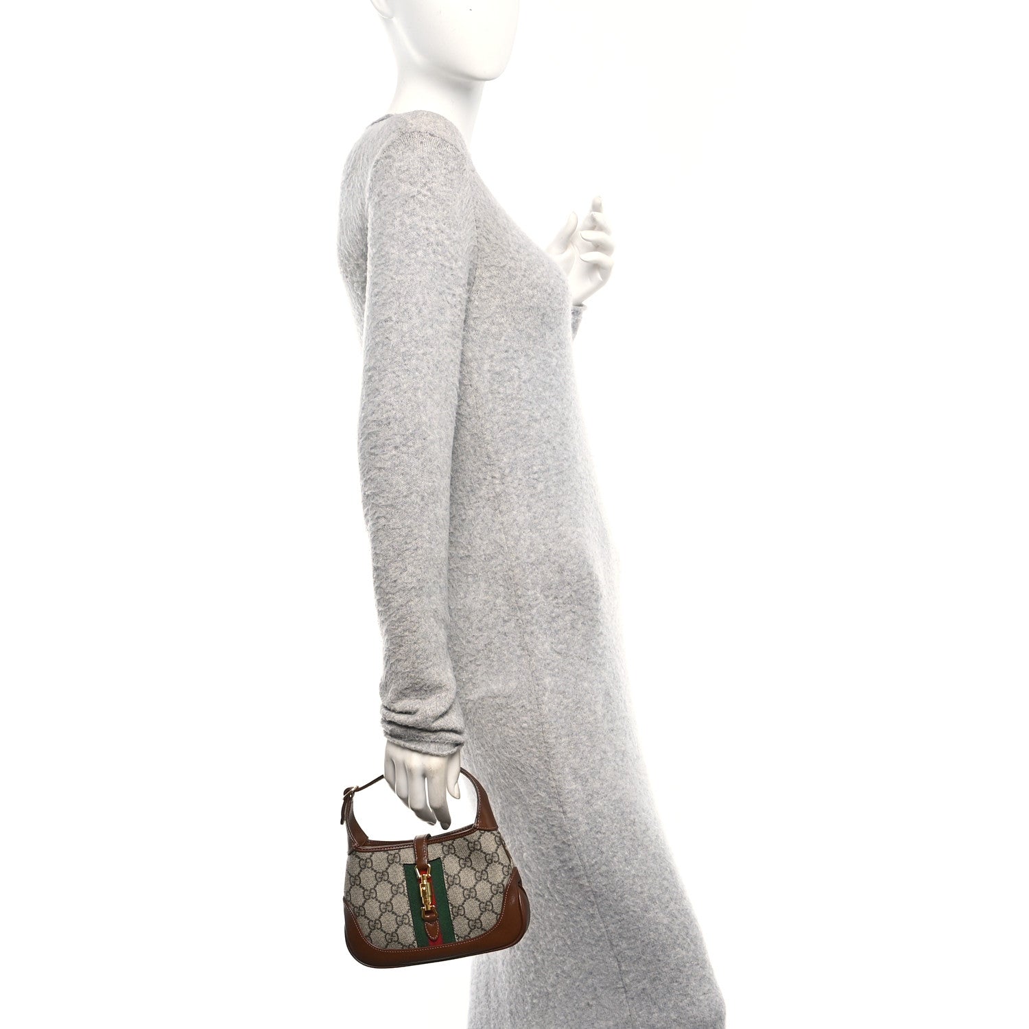 Gucci GG Supreme Monogram Azalea Calfskin Web Mini Jackie 1961 Hobo Beige Ebony Brown Sugar 2 of 9