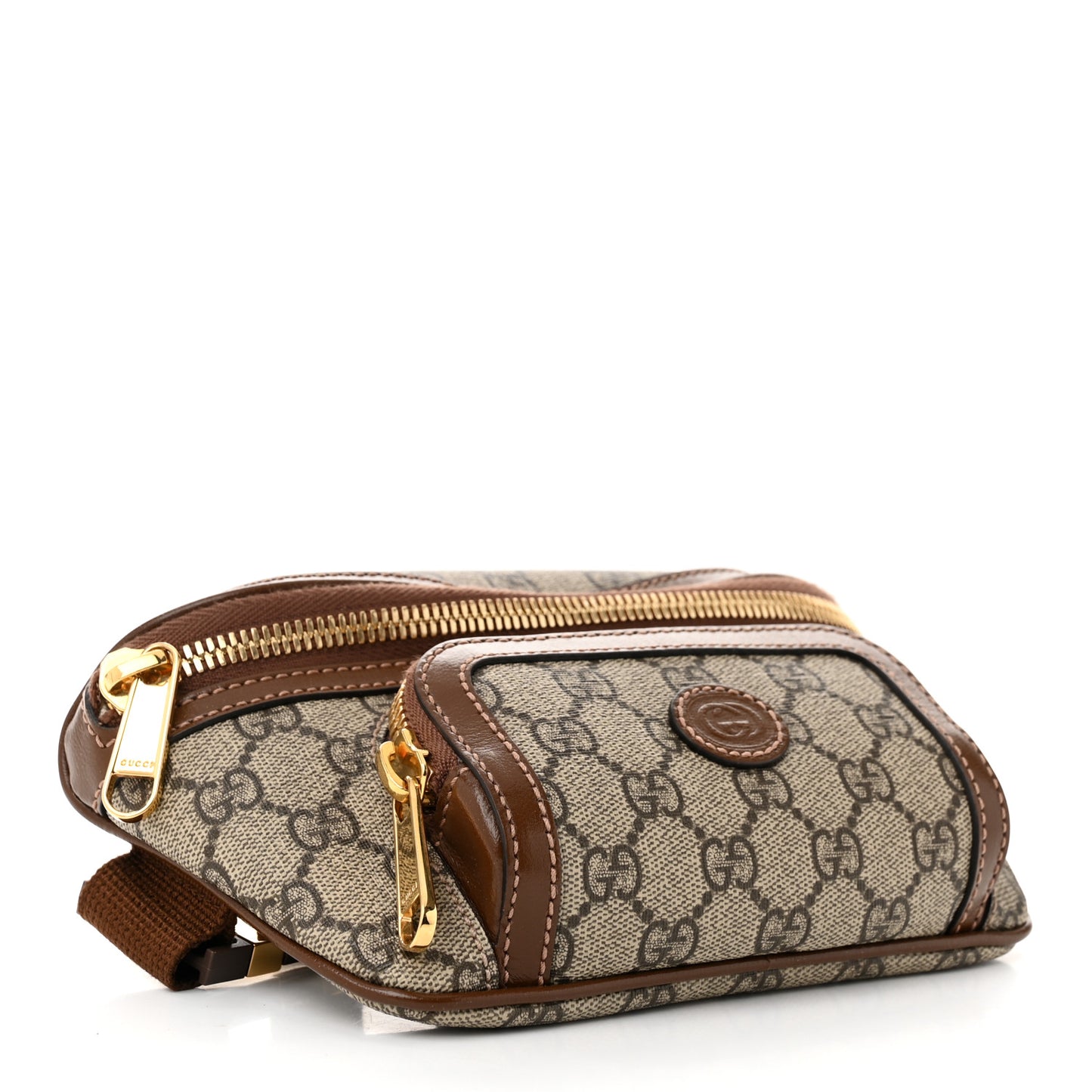 GG Supreme Monogram Textured Calfskin Retro Interlocking G Belt Bag Beige Ebony Brown Sugar