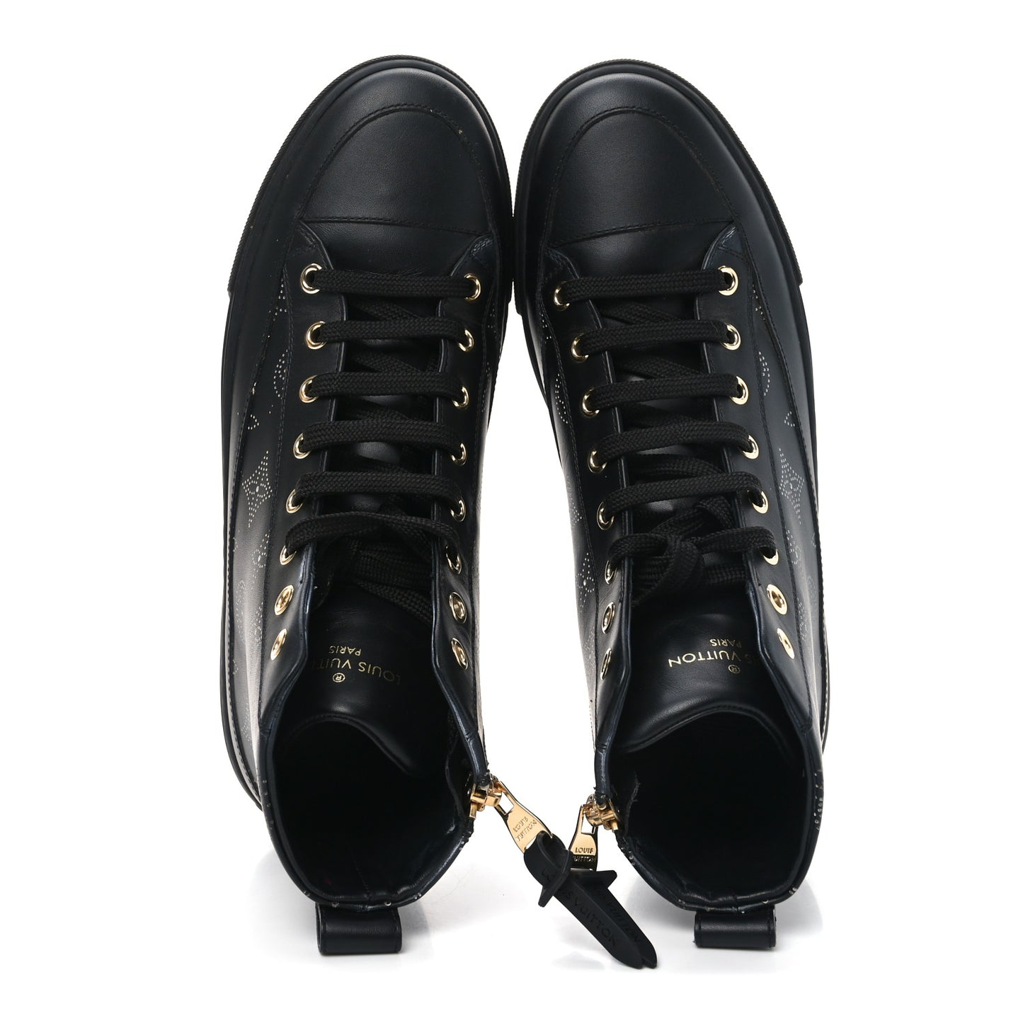 Calfskin Monogram Stellar Sneaker Boots 37.5 Black White