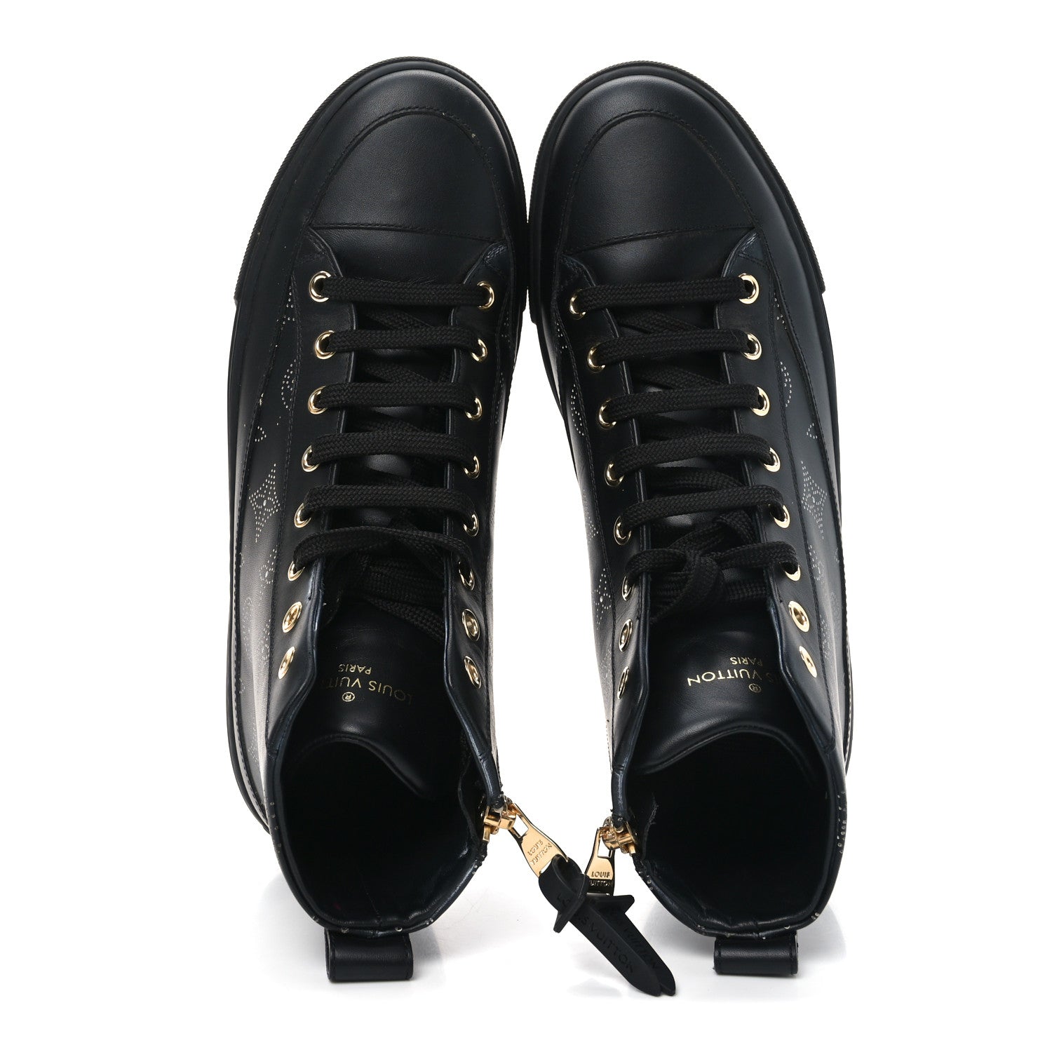 Louis Vuitton Calfskin Monogram Stellar Sneaker Boots 37.5 Black White 2 of 8