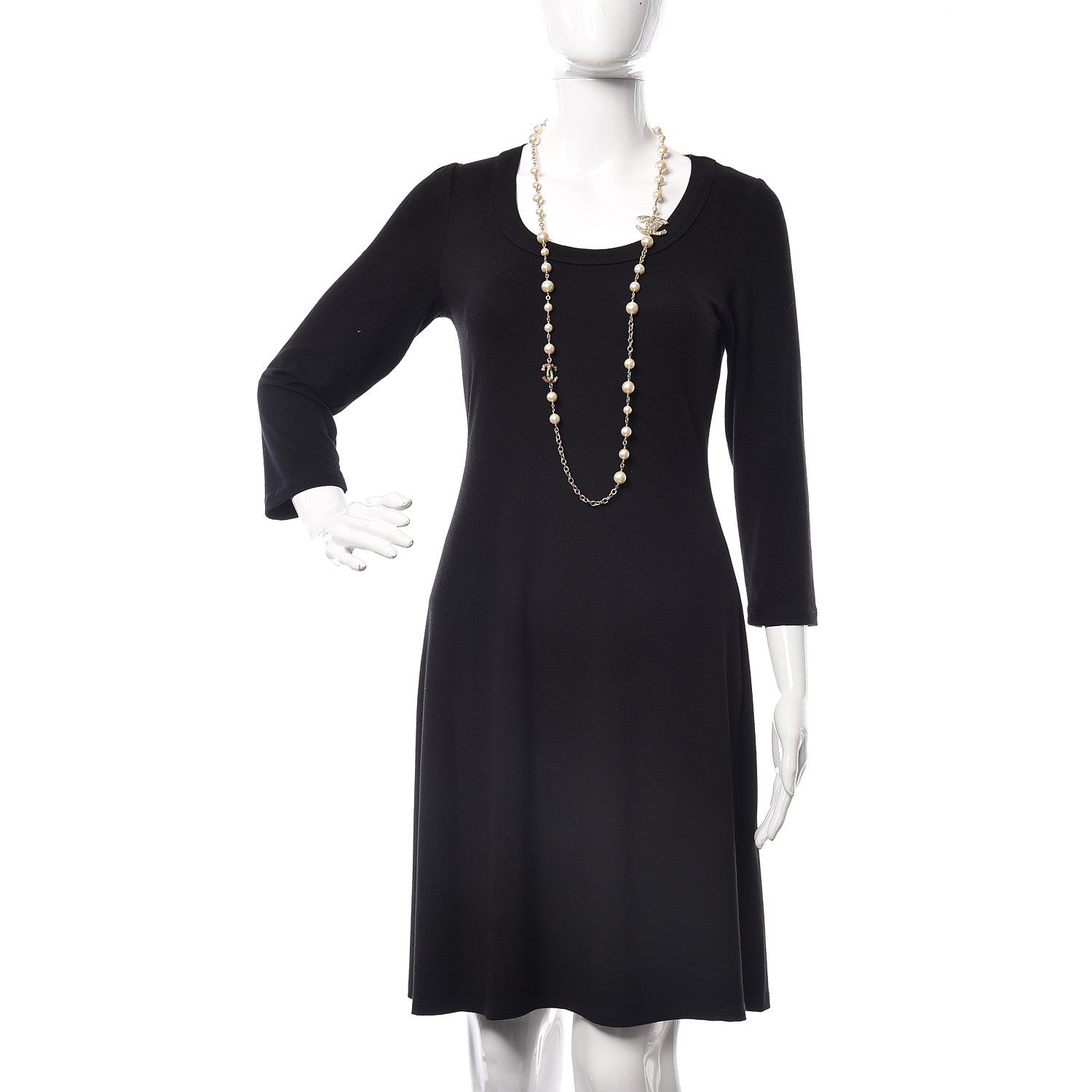 Chanel Graduated Pearl Crystal Twisted CC Long Necklace Gold 2 of 5