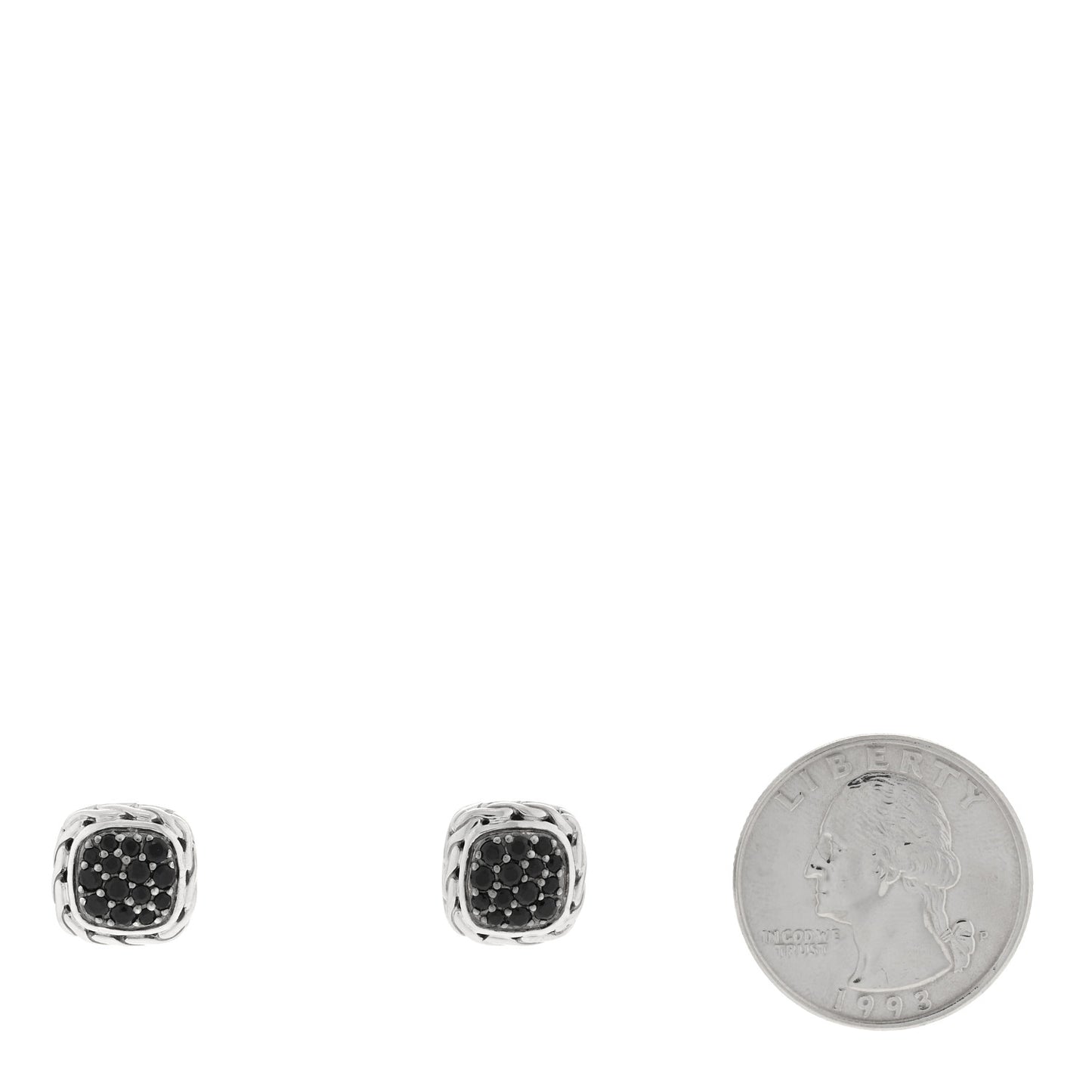 Sterling Silver Black Sapphire Classic Chain Square Earrings